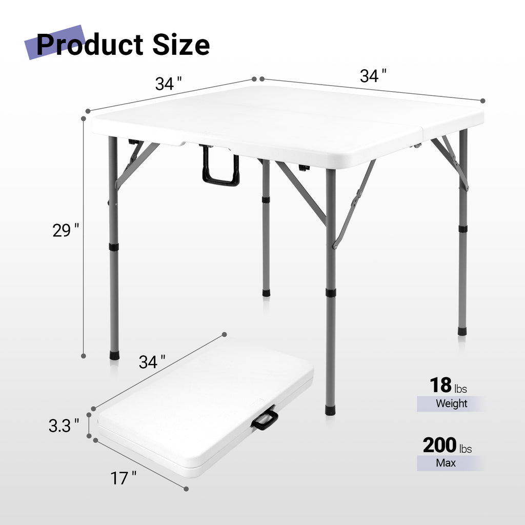 34" Square Folding Table