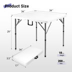 34" Square Folding Table