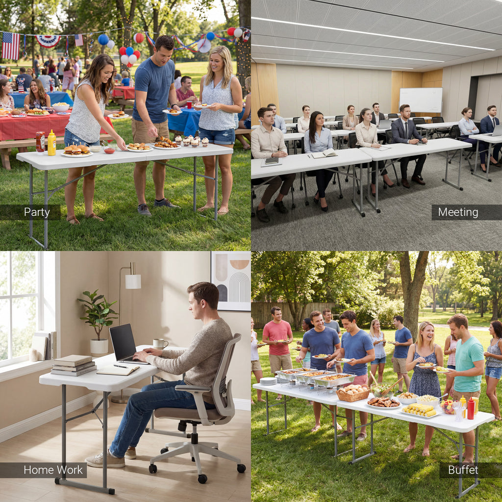 6FT Narrow Folding Table
