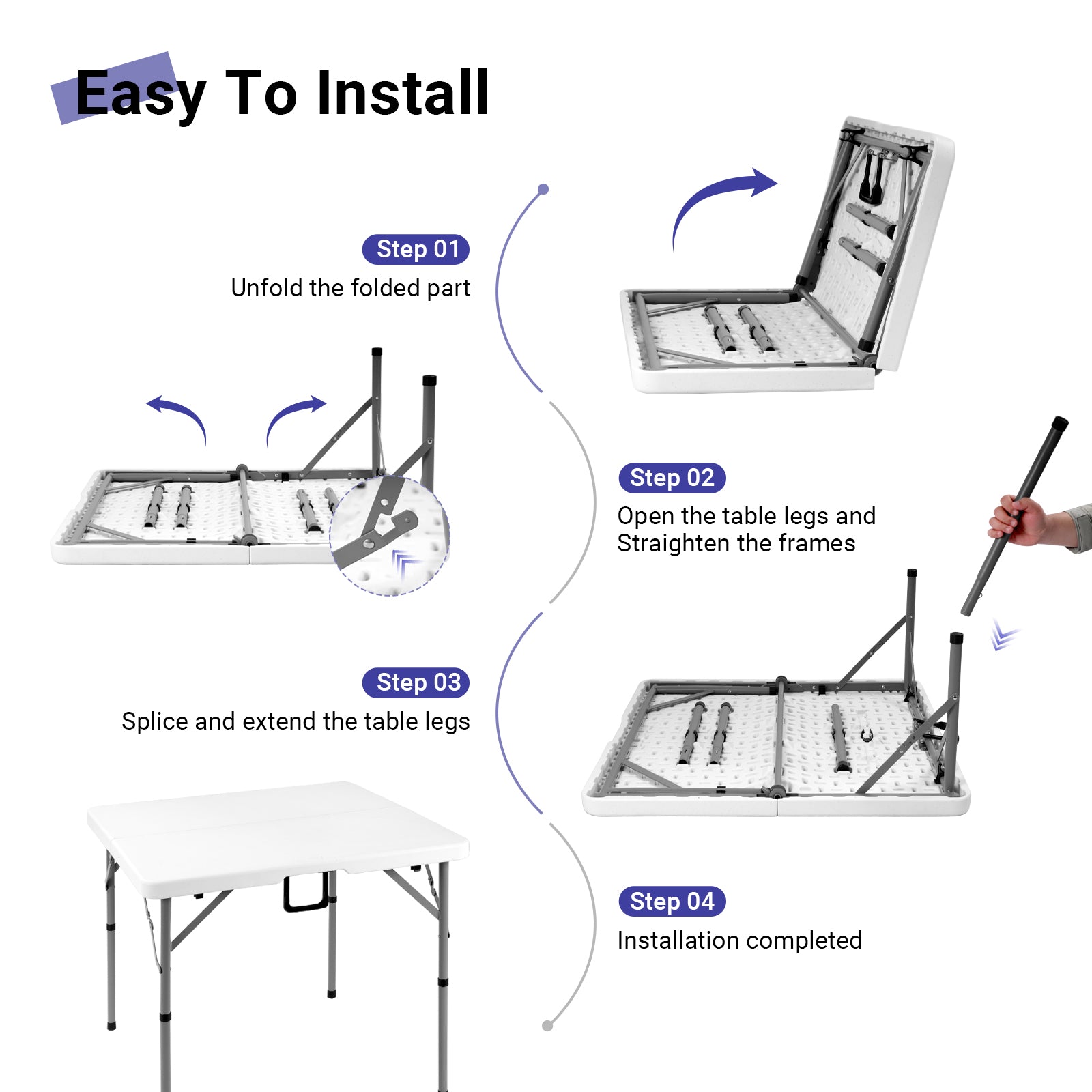 34" Square Folding Table