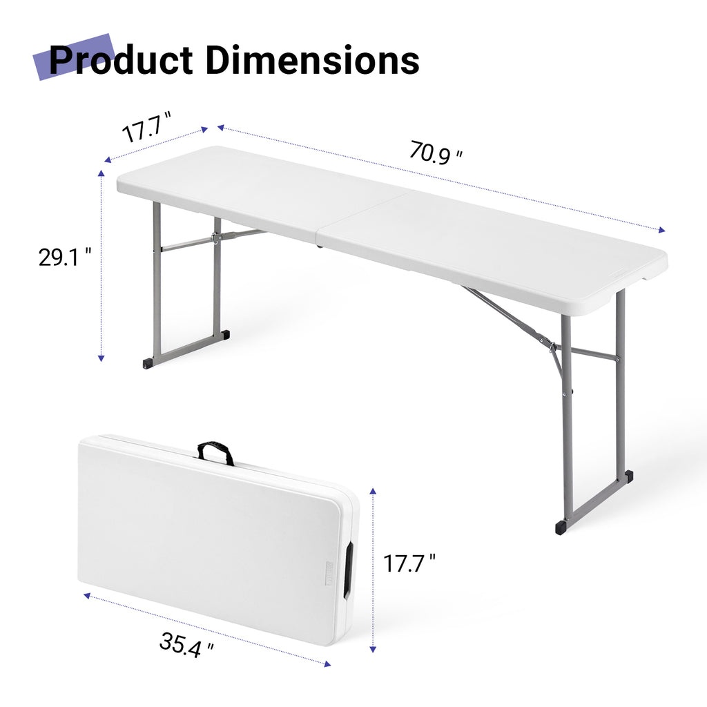 6FT Narrow Folding Table