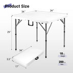 34" Square Folding Table