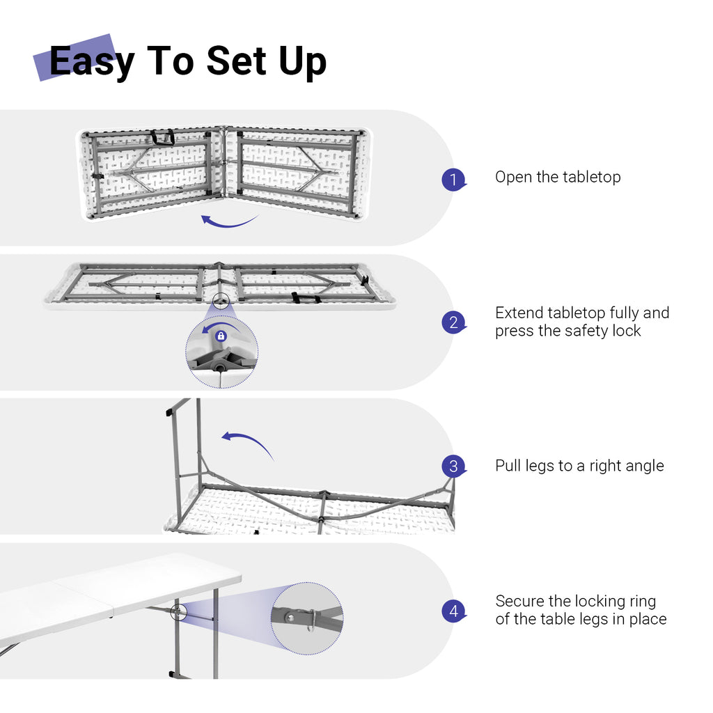 6FT Narrow Folding Table