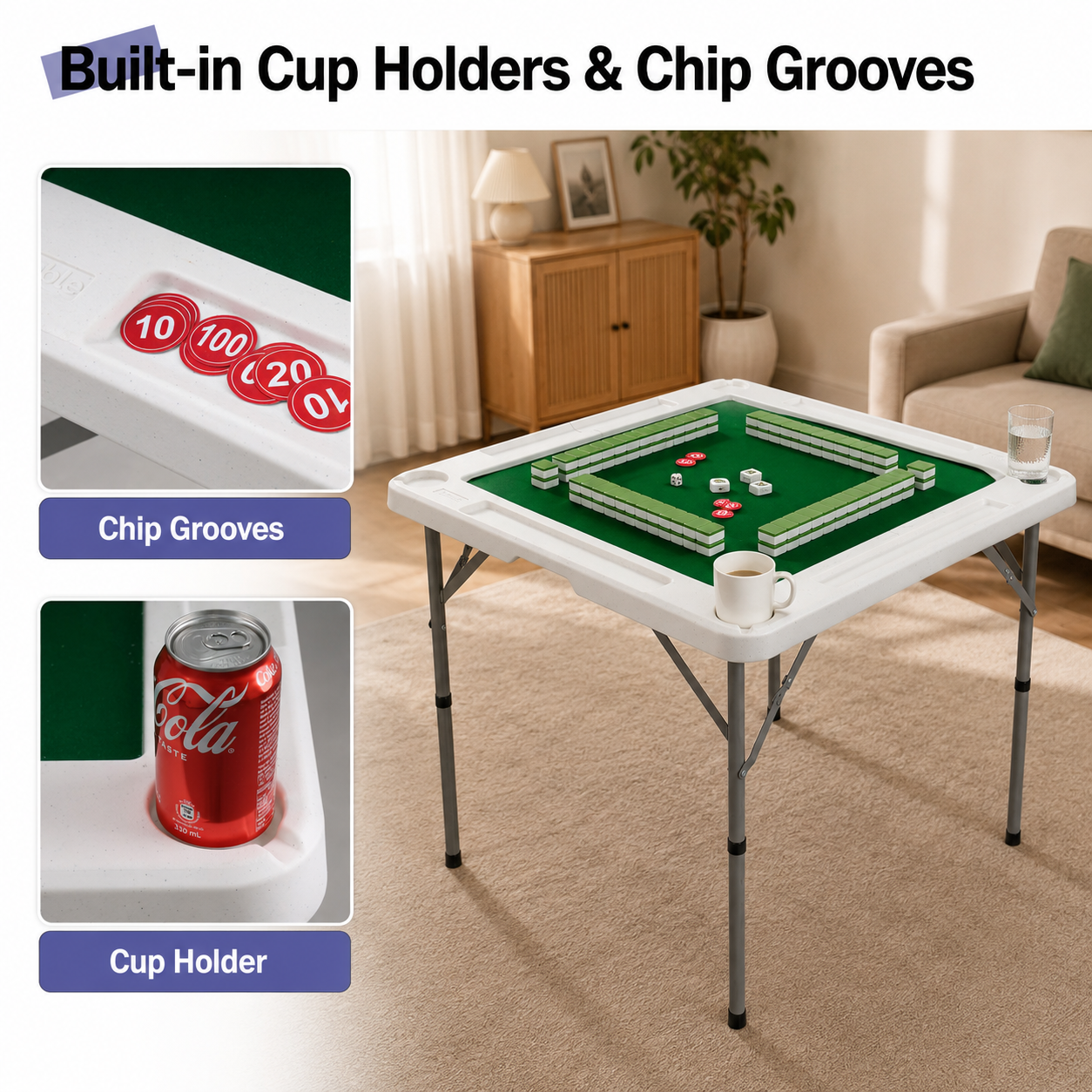 34.6" Folding Mahjong Table