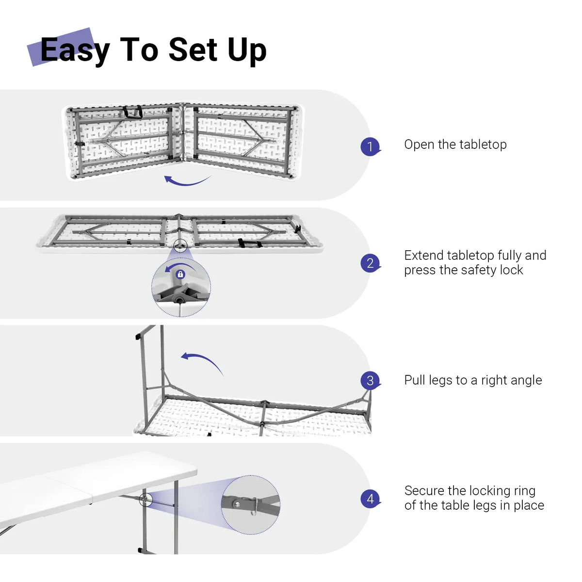 6FT Narrow Folding Table