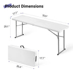 6FT Narrow Folding Table