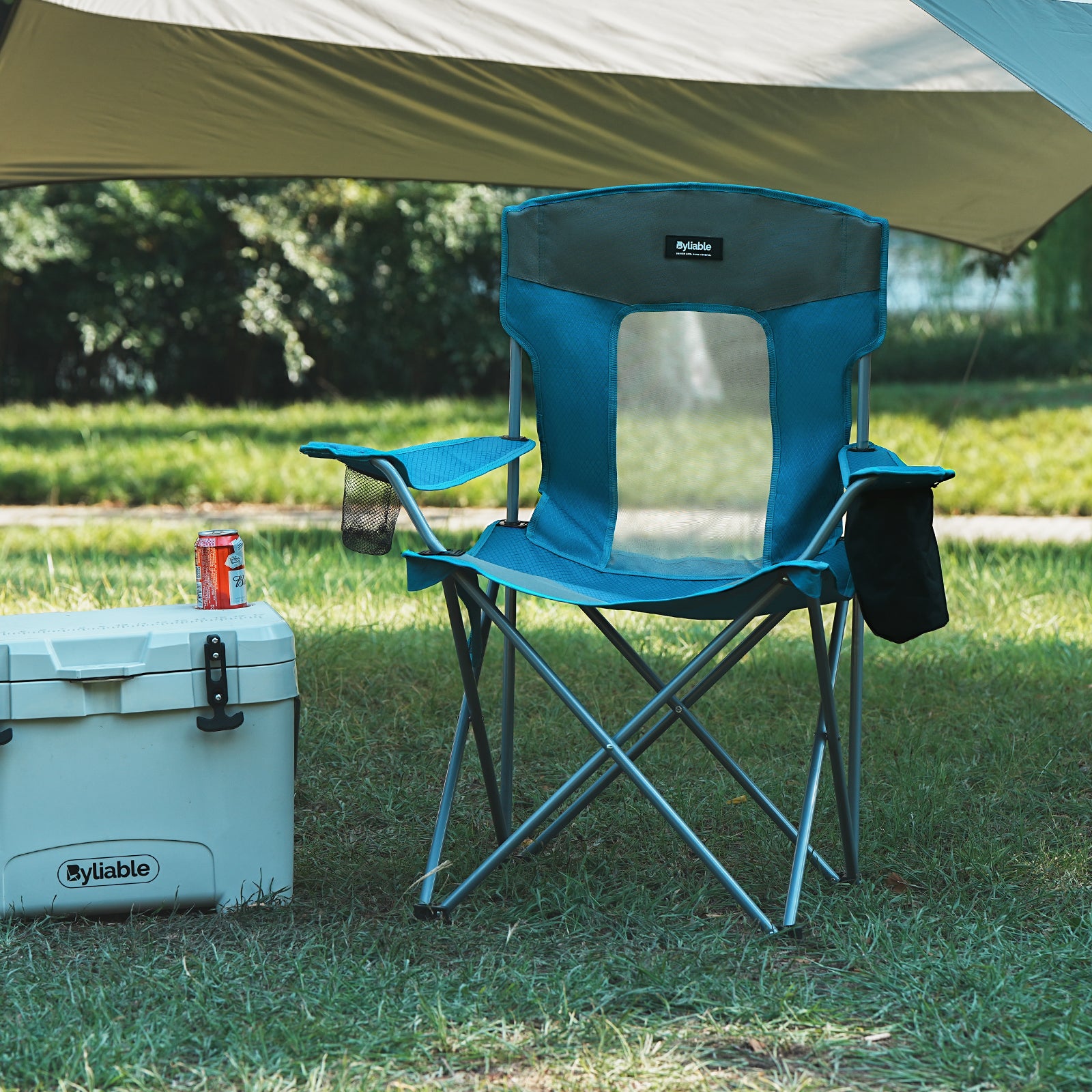 Folding Camping Chair with Cooler Bag