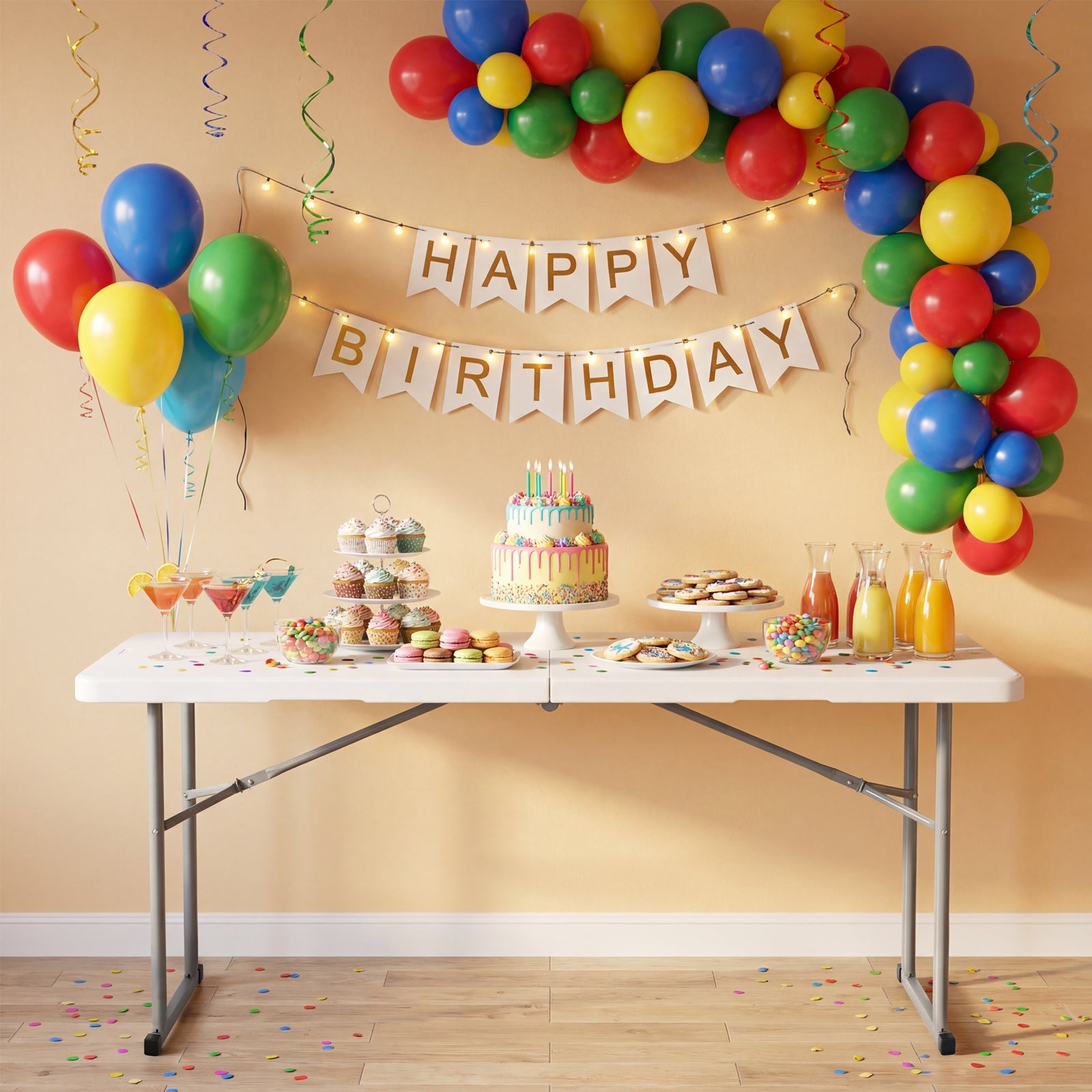 6FT Narrow Folding Table