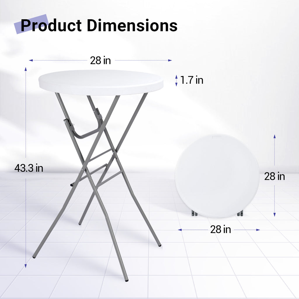 28" Round Folding Cocktail Table