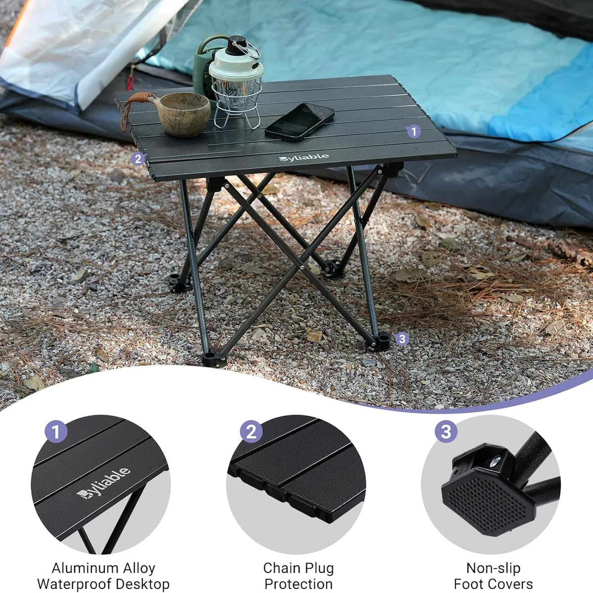 Compact Aluminum Folding Camping Table -7