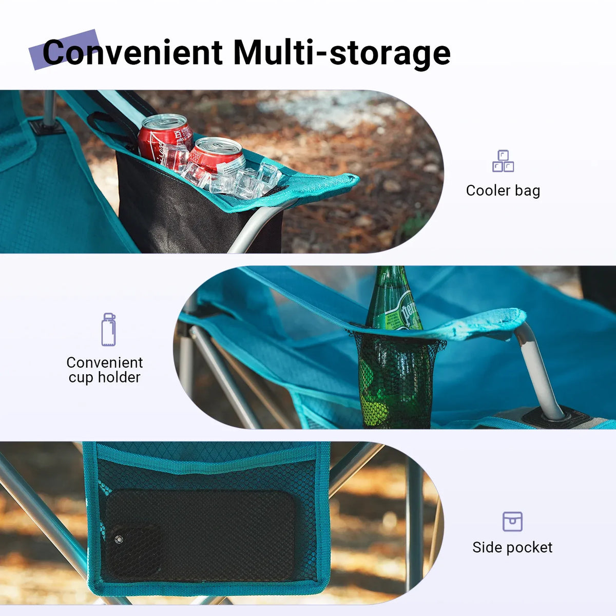Large Folding Camping Chair with Cooler Bag