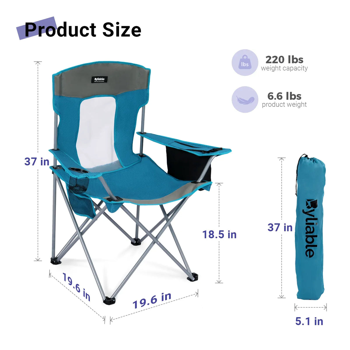 Large Folding Camping Chair with Cooler Bag