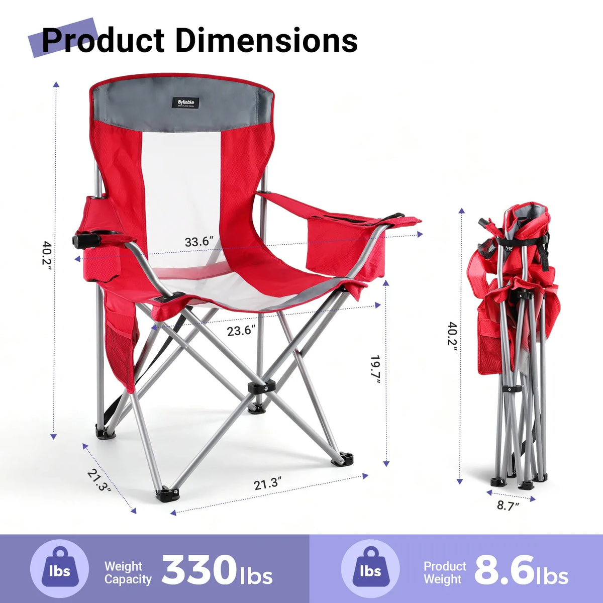 Oversize Folding Camping Chair with Cooler Bag