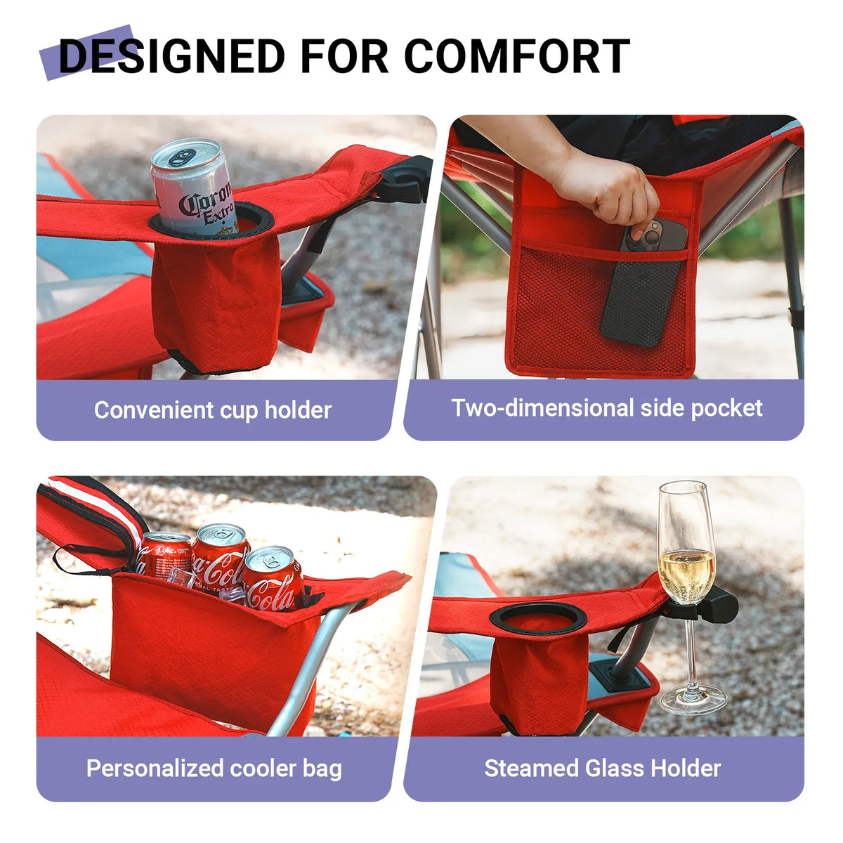 Oversize Folding Camping Chair with Cooler Bag