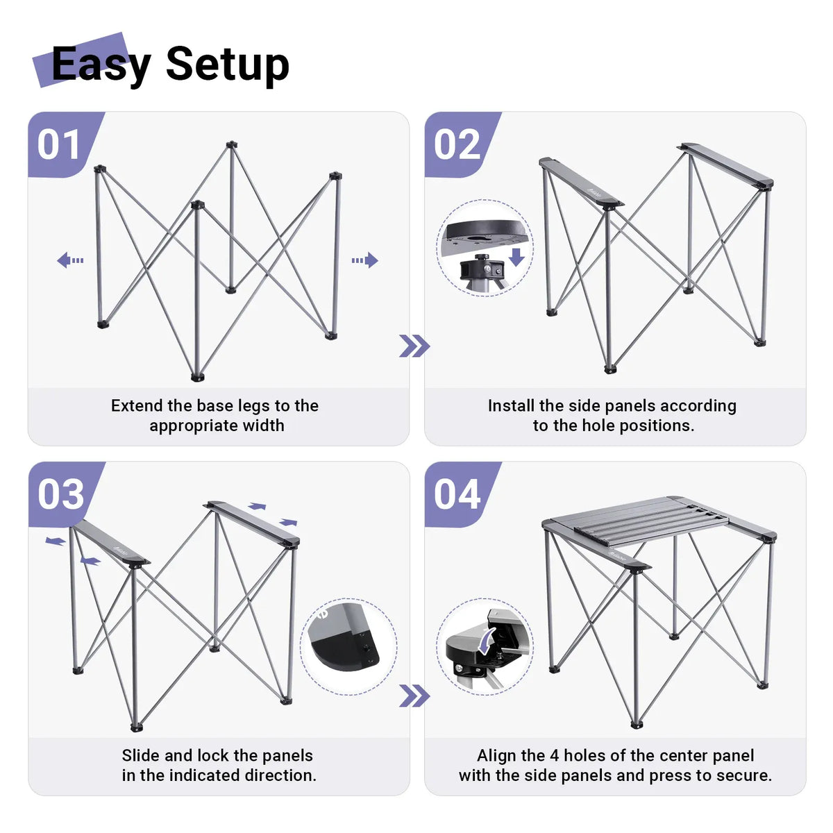 25.3" Portable Square Camping Table