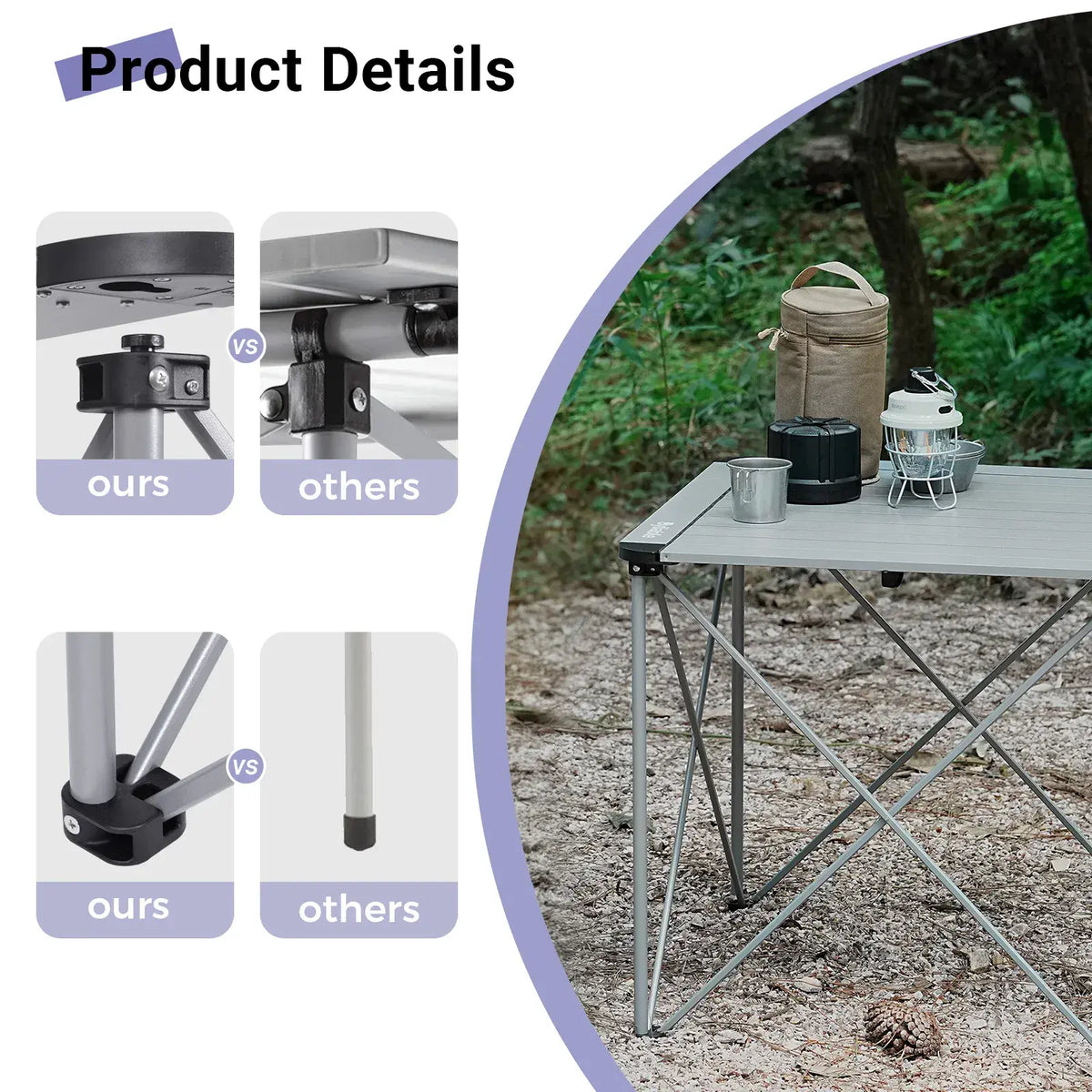 25.3" Portable Square Camping Table