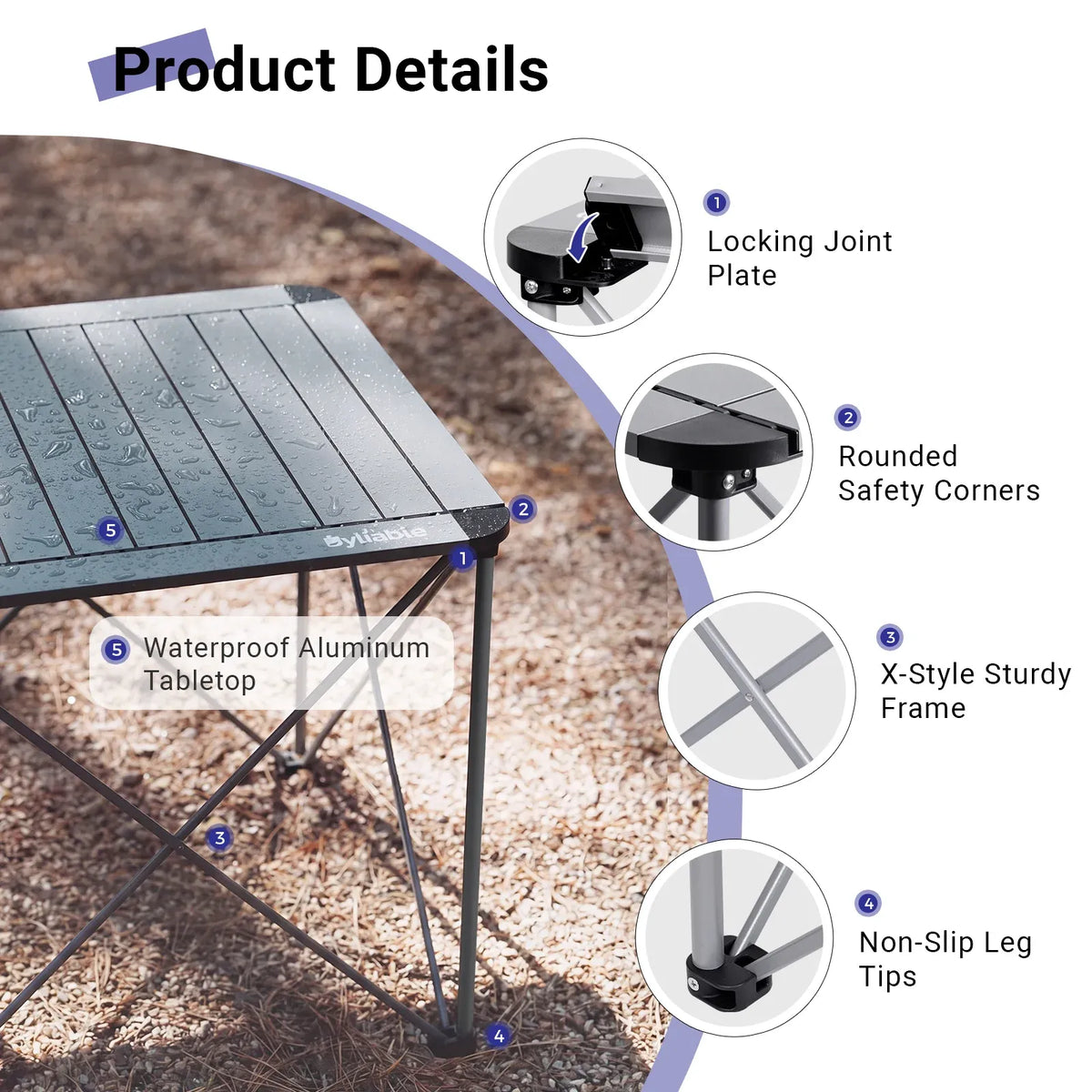 25.3" Portable Square Camping Table
