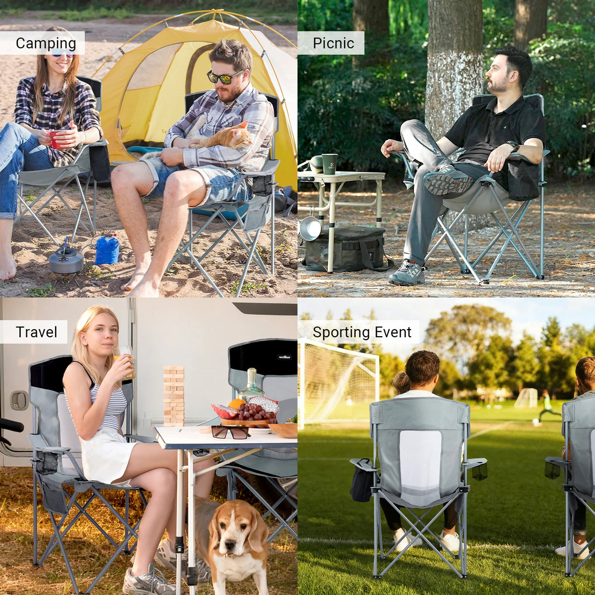 Wollker Folding Camping Chair with Cooler Bag