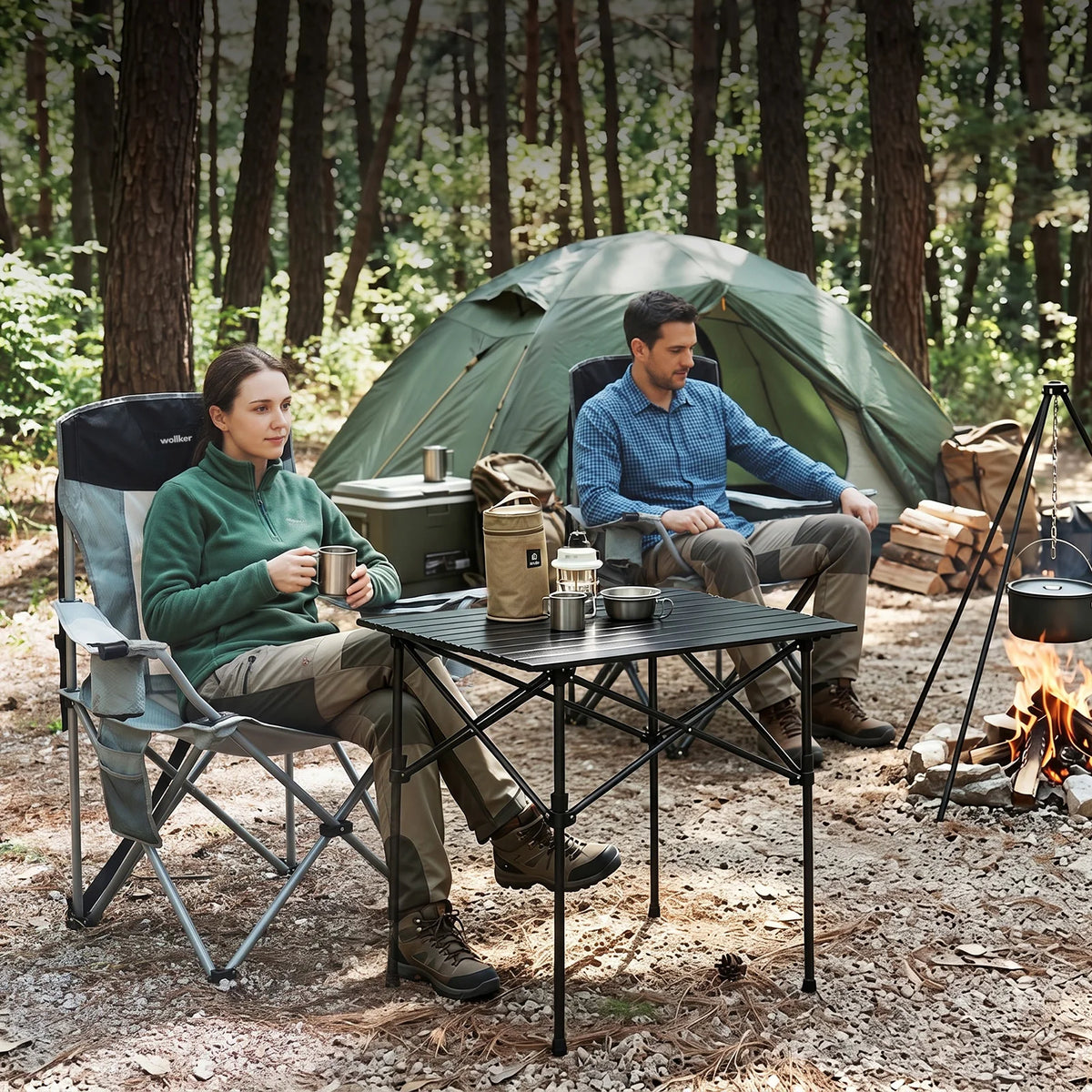 Wollker Folding Camping Chair with Cooler Bag