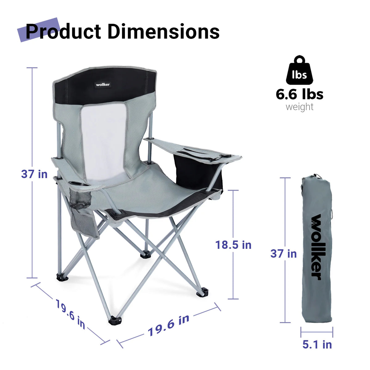 Wollker Folding Camping Chair with Cooler Bag